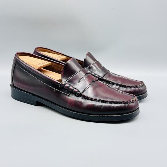 Bass Shoes Mens 10 Burgundy Leather Walton Penny Loafers Slip On Dress Moc Toe - Picture 2 of 13